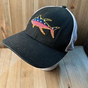 Avid Tuna Mericana Trucker Hat‎ Black w/ White Mesh American Flag Tuna